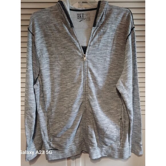 Buckle Black Label XXL Slim Fit Gray Full-Zip Jacket With Ribbed Collar Decorati - Picture 8 of 10